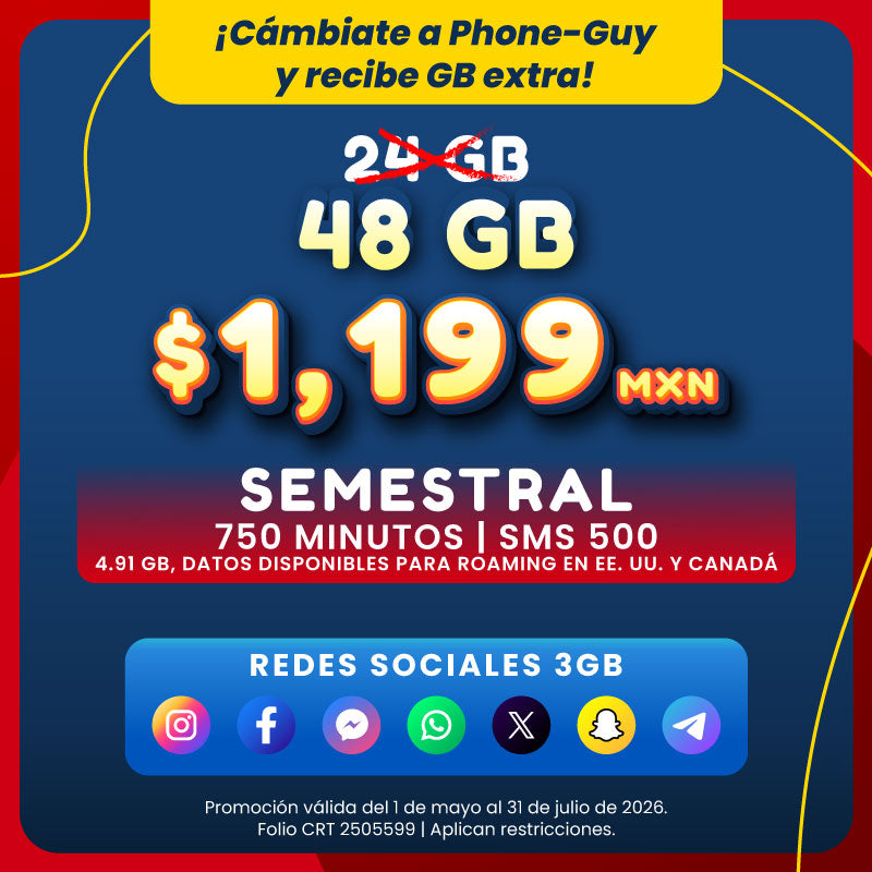 Promo Portabilidad Telefonía celular - 24GB Semestral - eSIM QR - Ilimitado