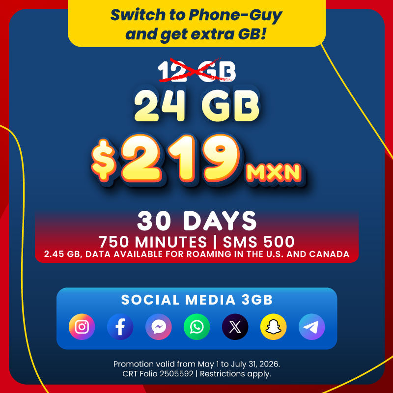 Cell Phone - 12GB - 30 days - eSIM QR - Unlimited
