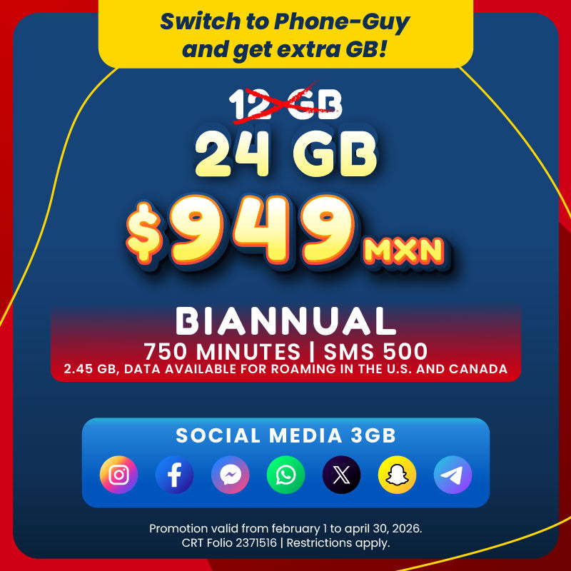Cell Phone - 12GB biannual  - eSIM QR - Unlimited