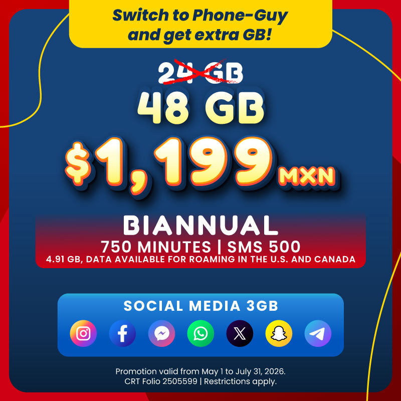 Cell Phone - 24GB biannual - eSIM QR - Unlimited